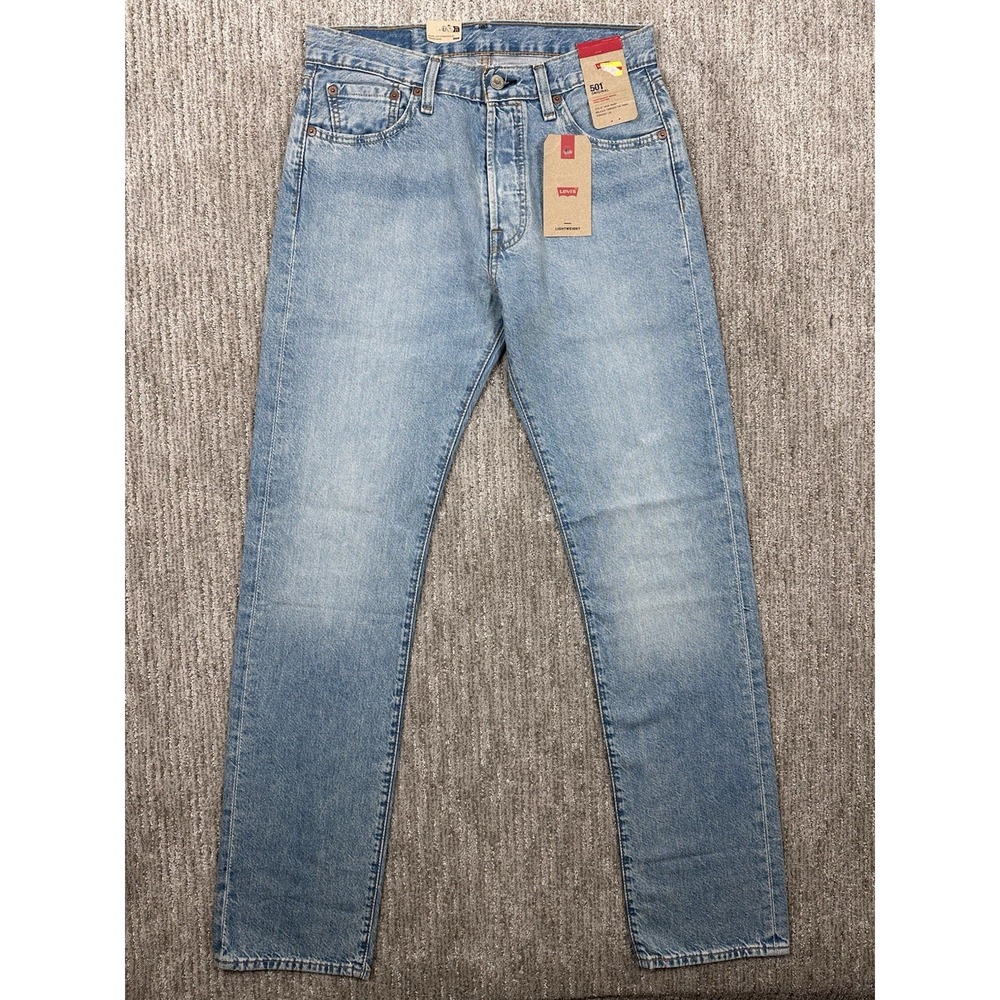 Levis 501 Original Jeans Mens 30x34 Light Wash Straight Leg 100% Cotton NWT